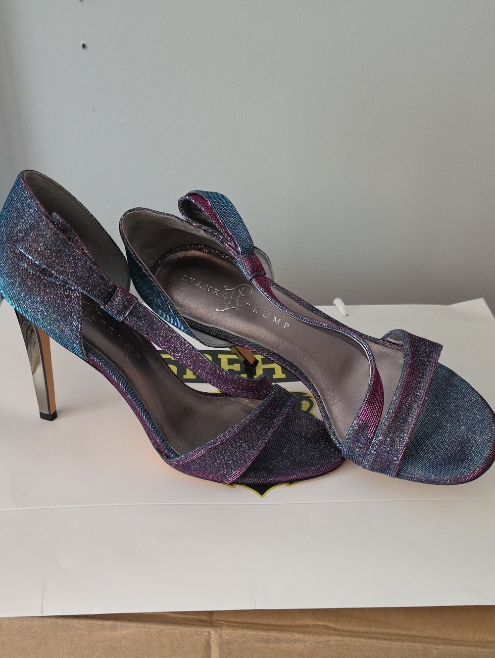 Ivanka Trump Iridescent Purple-Blue T-Strap Heels